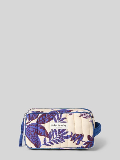 Produktfoto, make-uptasje van viscosemix model 'Cave' van LOLLYS LAUNDRY, all-over look met labeldetail, hoofdvak met ritssluiting, breedte 26 cm, lengte 16 cm, diepte 8 cm