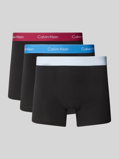 Produktfoto, Regular Fit Trunks aus Baumwoll-Mix im 3er-Pack von Calvin Klein Underwear, mehrfarbig mit Logo-Bund, glatte Textur.