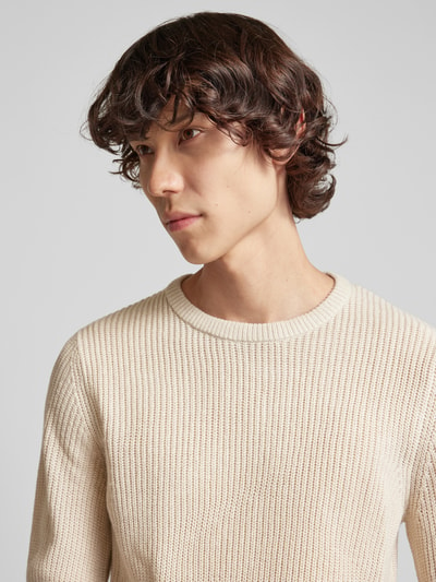 Jack & Jones Gebreide pullover met ronde hals, model 'LEWIS' Beige - 3