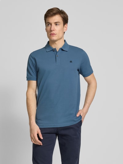 Lerros Poloshirt met labelstitching Rookblauw - 4