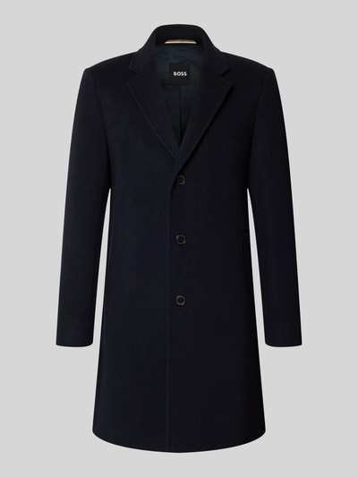 BOSS Slim fit functionele lange jas van wolmix model 'HYDE' Marineblauw - 1