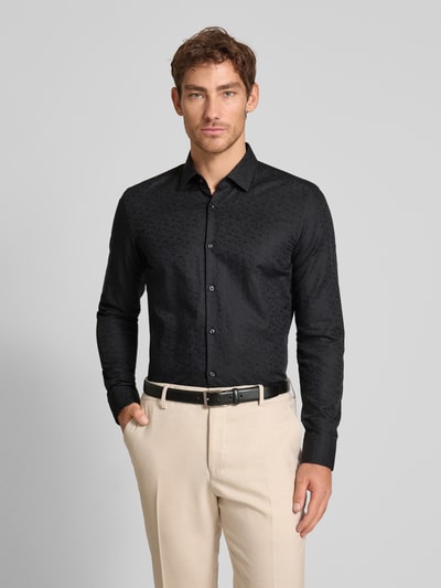 HUGO Slim fit zakelijk overhemd met kentkraag, model 'KENNO' Zwart - 4