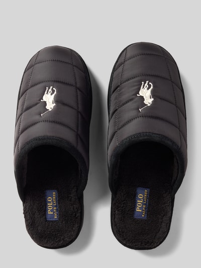 Polo Ralph Lauren Kapcie z pikowaniem i wyhaftowanym logo Czarny 3