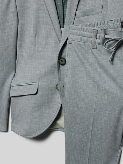 Produktfoto, Regular Fit Anzug mit Viskose-Anteil von G.O.L. in Hellgrau, feine Struktur, elastischer Bund mit Tunnelzug, Doppelknopfleiste, Reverskragen, Eingrifftaschen, Detailansicht, ideal für Kinder