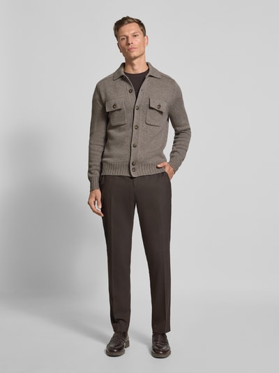 GRAN SASSO Gebreid jack met kentkraag Taupe - 1