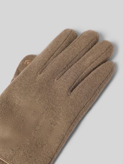 Productfoto, Handschuhe mit Teddyfutter van EEM, katoenmix in klassiek model met biezen, zachte bruine textuur