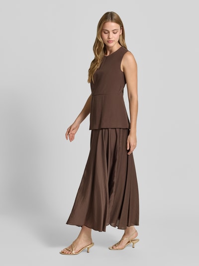 Jake*s Collection Maxikleid aus Lyocell-Leinen-Mix mit 2-in-1-Look Dunkelbraun 1