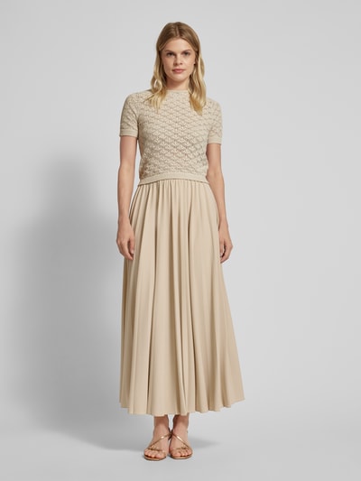 MaxMara Leisure Maxirock mit Plisseefalten Modell 'MAESA' Sand 1