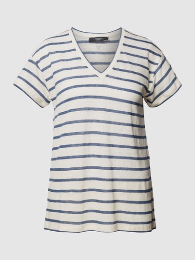 Weekend Max Mara T-Shirt aus Leinen mit V-Ausschnitt Rauchblau 2