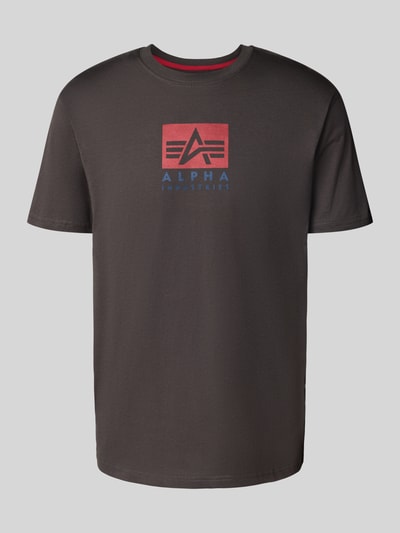 Alpha Industries T-Shirt mit Label-Print und Rundhalsausschnitt Anthrazit 2