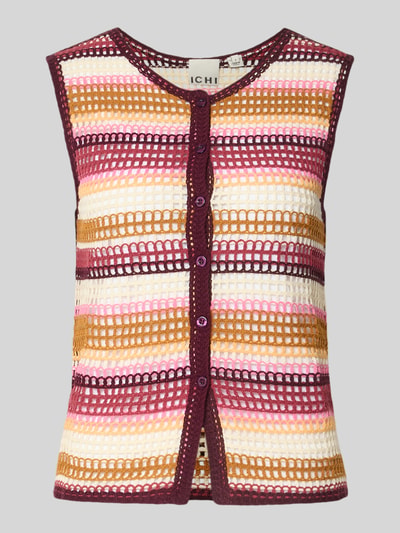 Produktfoto, Weste im Allover-Look Modell 'ORIANA' von ICHI im Baumwoll-Mix, Regular-Fit, mehrfarbig gestreift, strukturierte Textur