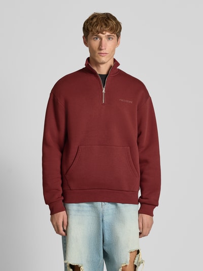 REVIEW Sweatshirt met opstaande kraag en ritssluiting Roestrood - 4