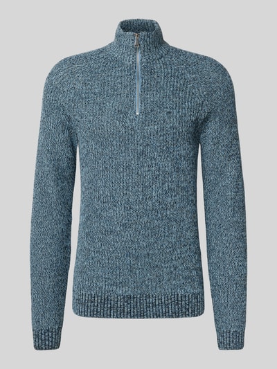 Blend Slim fit gebreide pullover met ritssluiting, model 'Darik' Lichtblauw - 2