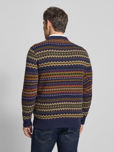 Barbour Regular fit gebreide pullover van zuivere wol, model 'ISLE CREW' Marineblauw gemêleerd - 5