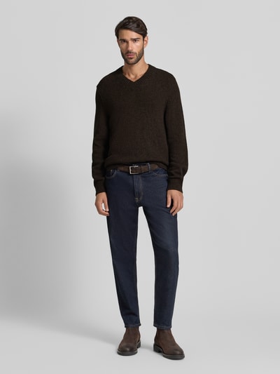 Marc O'Polo Regular Fit Strickpullover aus Woll-Mix Dunkelbraun 1