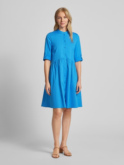 ROBE LÉGÈRE Sukienka koszulowa w kolorze miętowym o długości do kolan ze stójką Błękitny 1