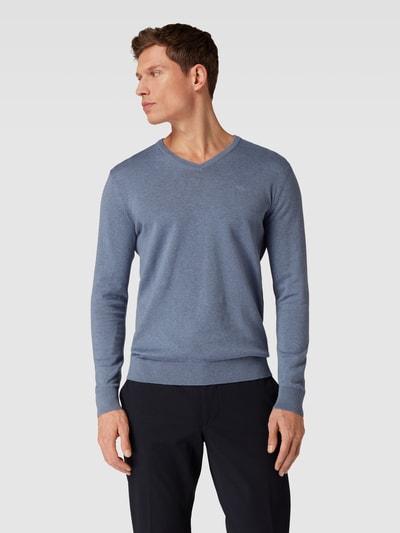 Tom Tailor Strickpullover mit V-Ausschnitt Modell 'basic v-neck' Rauchblau Melange 4