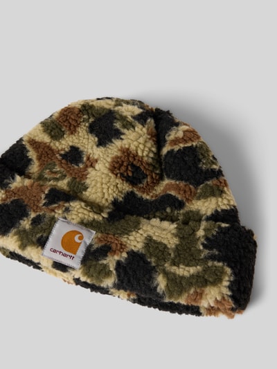 Carhartt Work In Progress Czapka beanie z naszywką z logo model ‘Prentis’ Khaki 2