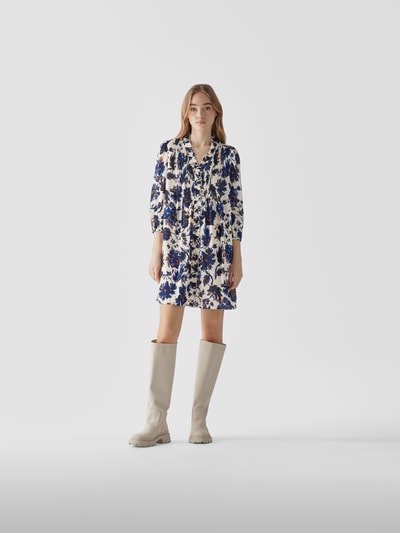 Diane von Furstenberg Knielanges Kleid mit floralem Muster Helltürkis 1