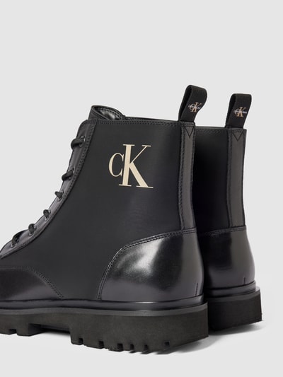 Calvin Klein Jeans Veterboots met labelprint, model 'LUG' Zwart - 3