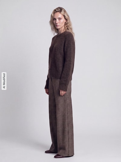 Jake*s Casual Regular Fit Pullover mit Woll-Anteil Dunkelbraun 1