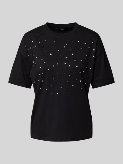 Vero Moda Regular Fit T-Shirt aus reiner Baumwolle mit eingefassten Ziersteinen Modell 'YDA' Black 2