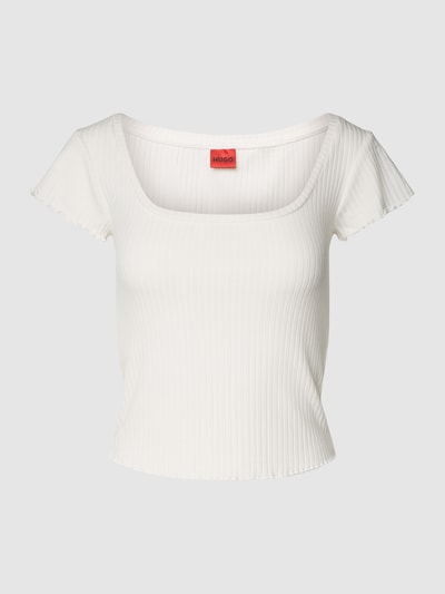 HUGO T-Shirt mit Square-Neck-Ausschnitt Modell 'Dalomira' Offwhite 2