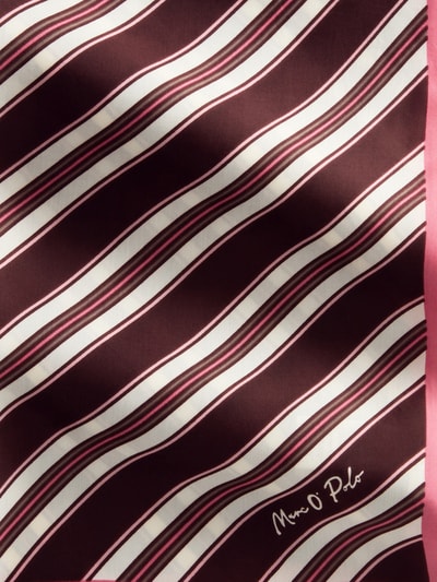 Productfoto, sjaal in satijnlook van mix van viscose en modal in bordeauxrood, wit en roze met Marc O'Polo logo, Dames sjaal van Marc O'Polo