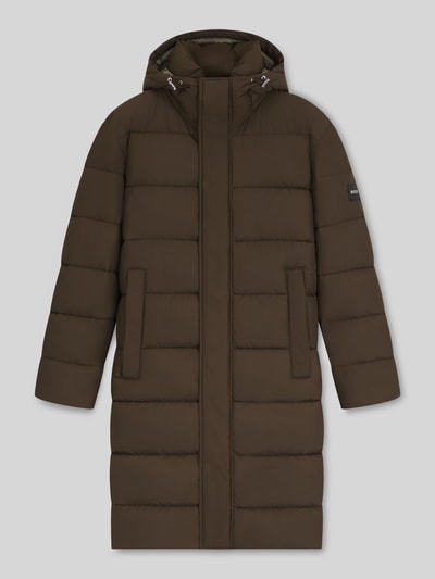 BOSS Regular fit gewatteerde lange jas met tweewegsritssluiting, model 'CENUTO' Olijfgroen - 2