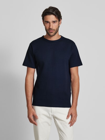 SELECTED HOMME T-Shirt mit geripptem Rundhalsausschnitt Modell 'SANDER' Marine 4