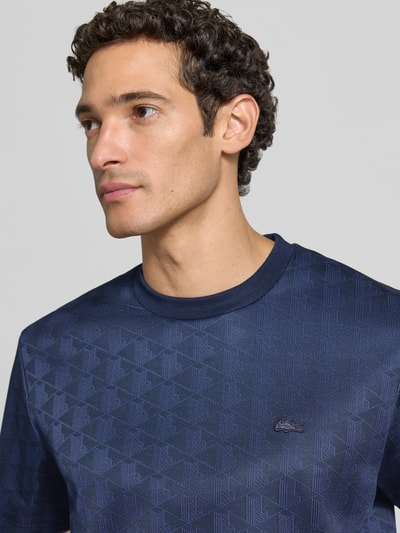 Lacoste Regular Fit t-shirt met monogramprint Donkerblauw - 3