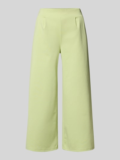 Produktfoto, Wide Leg Sweatpants mit elastischem Bund Modell 'Kate' von ICHI aus Material-Mix mit Viskose-Anteil, hellgelb, glatte Textur.