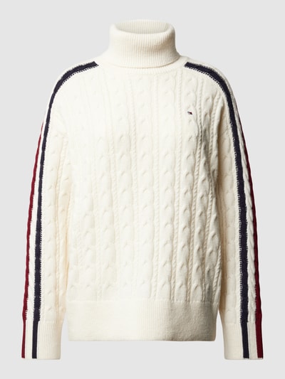 Tommy Hilfiger Strickpullover mit Kontraststreifen Modell 'GLOBAL' Ecru 2