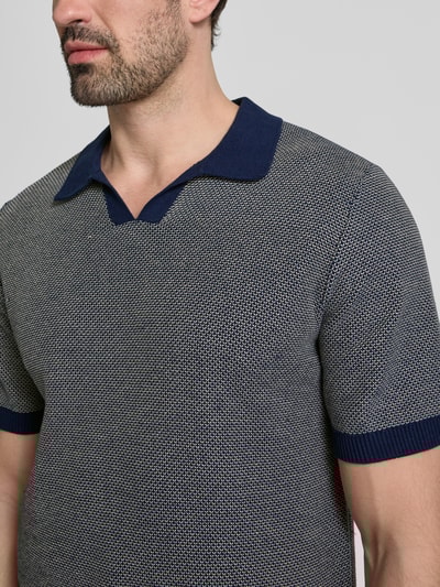 Jack & Jones Premium Regular Fit Poloshirt mit V-Ausschnitt Modell 'CEASTON' Dunkelblau 3