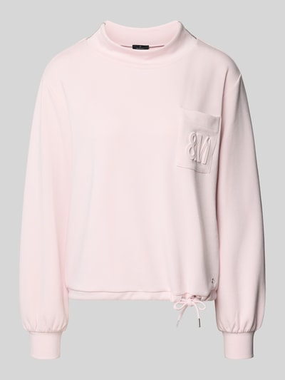 Produktfoto, Sweatshirt mit Stehkragen und Brusttasche von monari, Damen Sweatshirt im Modal-Mix mit Stretch-Anteil, Regular Fit, Tunnelzug, zartrosa Farbe, weiche glatte Textur
