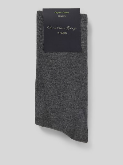 Productfoto, Sokken met elastische boorden in 2-pack van Christian Berg Men, katoenmix, effen ontwerp, grijstonen, textuur gebreid