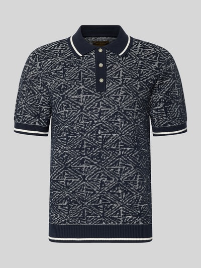 Produktfoto, Regular Fit Poloshirt im Allover-Look von Jack & Jones Premium, reine Baumwolle, Polokragen, Knopfleiste, dunkles Muster