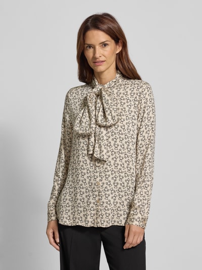 Milano Italy Slim Fit Bluse mit Schleifen-Detail Offwhite 4