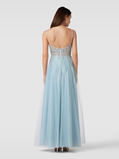 Luxuar Abendkleid mit Zierperlenbesatz Hellblau 5