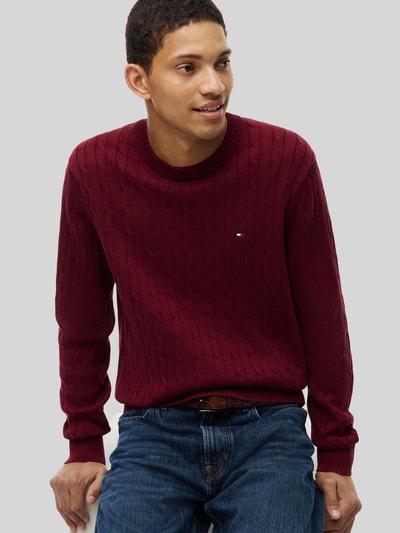 Tommy Hilfiger regular fit pullover van puur katoen Bordeaux - 3