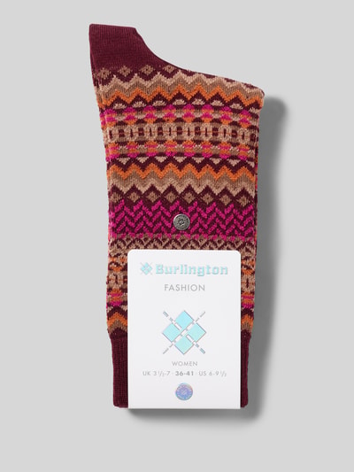 Burlington Socken aus elastischem Schurwolle-Mix mit Baumwoll-Anteil Bordeaux 3