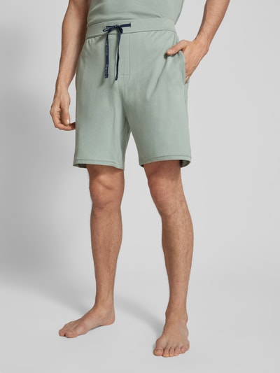 Christian Berg Men Sweatshorts met labelstitching Metallic groen - 4