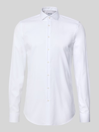 Produktfoto, Slim Fit Businesshemd met extra lang mouw van Jake*s, puur katoen, heren, kentkraag, knoopsluiting, wit, gladde textuur
