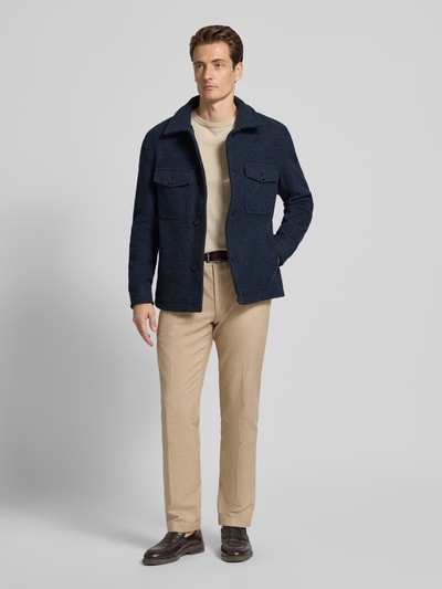 SELECTED HOMME Regular fit wollen jack met platte kraag, model 'MITCH' Marineblauw gemêleerd - 1