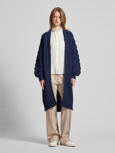 YAS Gebreid cardigan met kabelpatroon, model 'SANNE' Marineblauw - 4