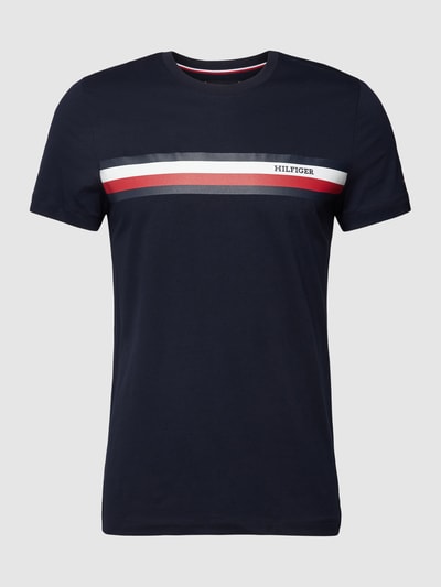 Tommy Hilfiger T-shirt o kroju slim fit z nadrukiem z logo Granatowy 2