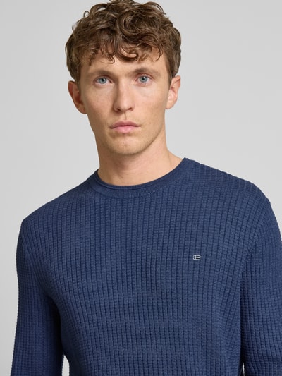 Christian Berg Men Strickpullover mit Logo-Stitching Metallic Blue Melange 3