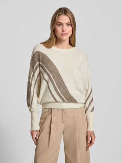 ICHI Relaxed fit gebreide pullover met alpaca, model 'KAMARA' Offwhite - 4