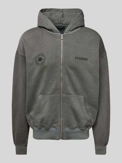 Pegador Oversized sweatjack met labelprint, model 'GORDAN' Donkergrijs - 2