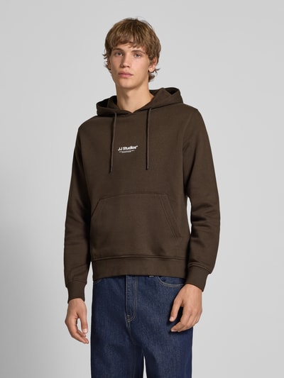 Jack & Jones Hoodie mit Label-Print Modell 'SOHO' Dunkelbraun 4
